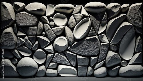 Peebles rocks wall texture nature abstract rocky wallpaper background created with generative AI technology