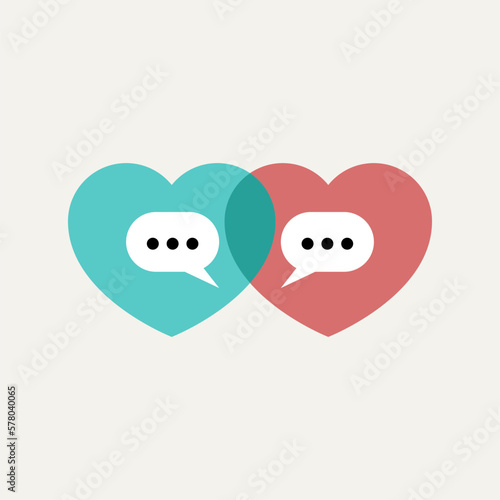 Two loving hearts exchange messages online logo