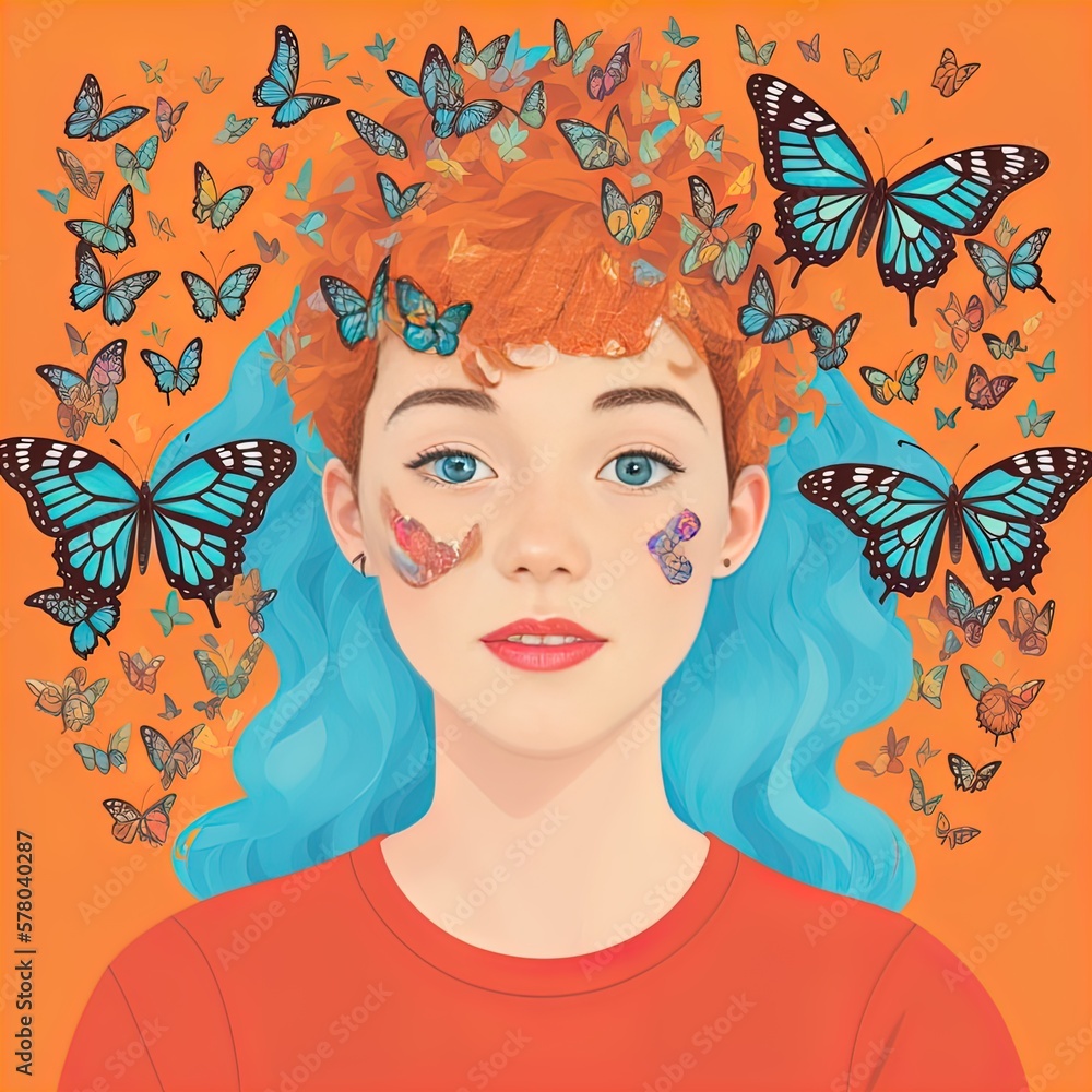 Image of a woman surrounded by butterflies. Great for ads, book covers, posters and more. Image of a woman surrounded by butterflies. Great for ads, book covers, posters and more.