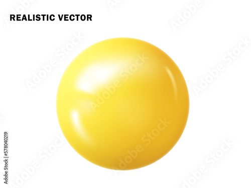 Pastel yellow ball realistic. Glossy 3d sphere ball isolated. Geometric figure of round sphere.
