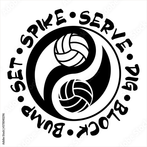 Yin Yang sign with volleyball balls sports design for volleyball fans.  Volleyball theme design for sport lovers stuff and perfect gift for volleyball players and fans