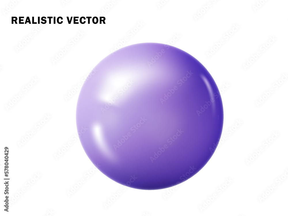 Pastel purple ball realistic. Glossy 3d sphere ball isolated. Geometric figure of round sphere.