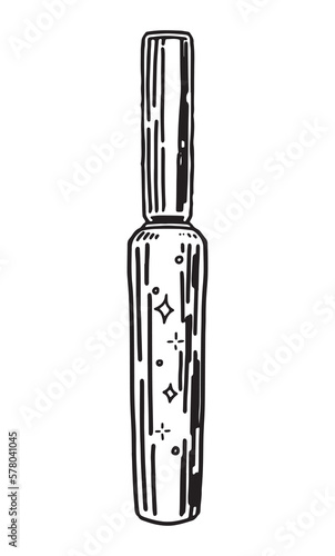 Mascara or lipgloss outline clipart. Cosmetic makeup tool sketch. Hand drawn vector illustration isolated on white.