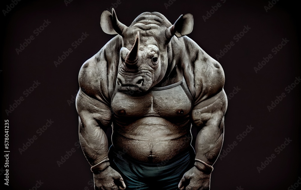Rhino Athlete Wearing Sports Clothing Generative AI Rhino Athlete Wearing Sports Clothing Generative AI
