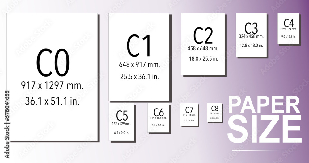 Paper guide sizes vectors c1 c2 c3 c4 c5 c6 c7 c8 c9 c10 for work sheet ...