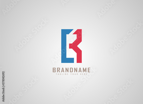 Abstract Initial Letter B and R Logo. Geometric Line Shapes Letter BR CR R Isolated on Grey Background. Suitable For Business and Branding Logos. Flat Design Vector Template Elements