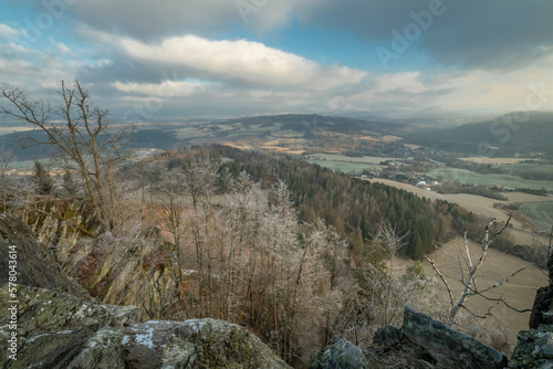 Landscape near Semnicka rock in cold winter morning photo