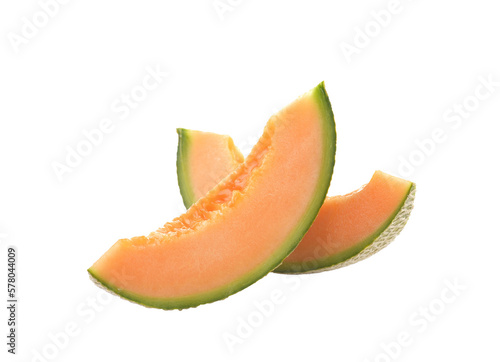 Ripe cantaloupe melon isolated  on   transparent png