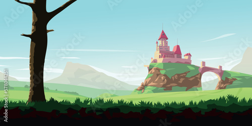 a castle landscape sunny day parallax ready