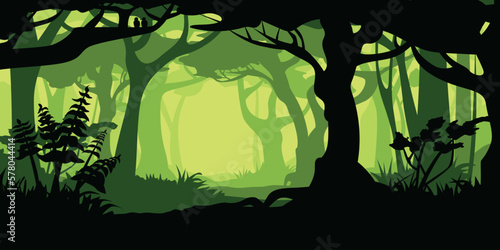 a green dense old forest layer design