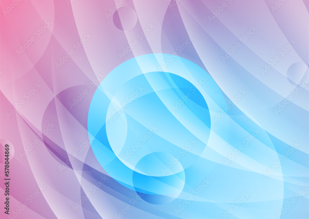 Blue pink waves and glossy circles abstract geometric background. Vector design Blue pink waves and glossy circles abstract geometric background. Vector design