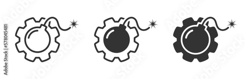 Risk management icon. Bomb with gear icon. Vector illustration.