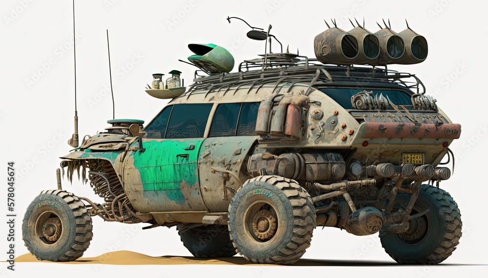 Fototapeta premium Wasteland buggy, post apocalypse off road vehicle