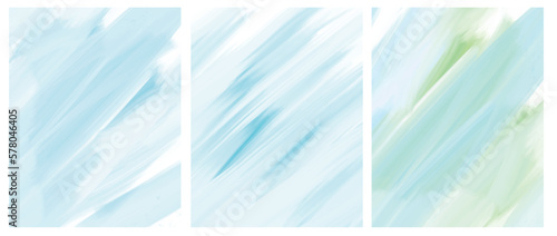 Simple Geometric Vector Blanks. Light Blue Free Hand Textured Background. Abstract Vector Prints Ideal for Layout, Cover, Card. Creative Painted Layouts. Blue-White Smooth Hand Drawn Lines. No Text.	