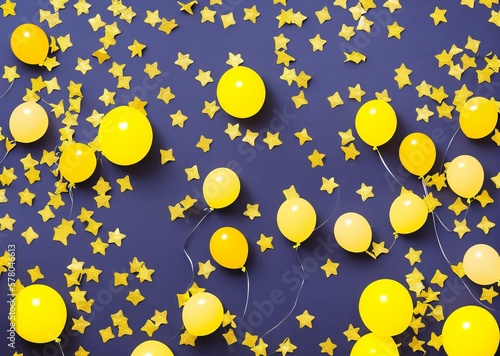 happy birthday party background with confetti and stars