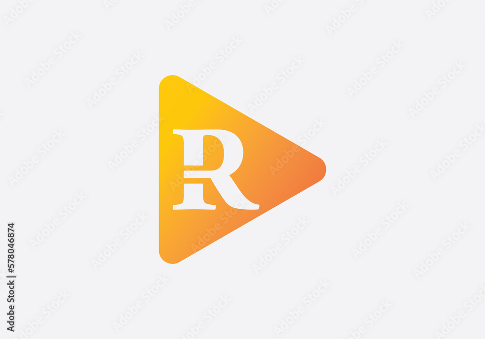 Music play button icon and video play button icon with letters and alphabets Music play button icon and video play button icon with letters and alphabets