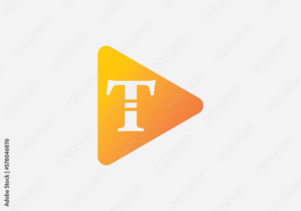 Music play button icon and video play button icon with letters and alphabets 