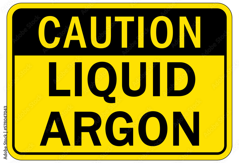 Argon chemical hazard sign and labels liquid argon Argon chemical hazard sign and labels liquid argon