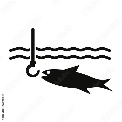 Fish logo, fishing hook, fish oil and seafood restaurant icon.