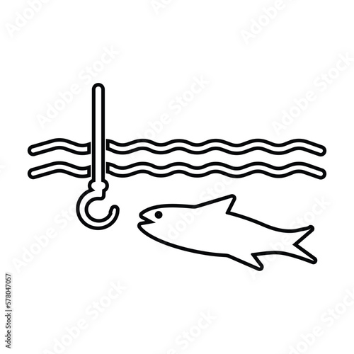 Fish logo, fishing hook, fish oil and seafood restaurant icon.