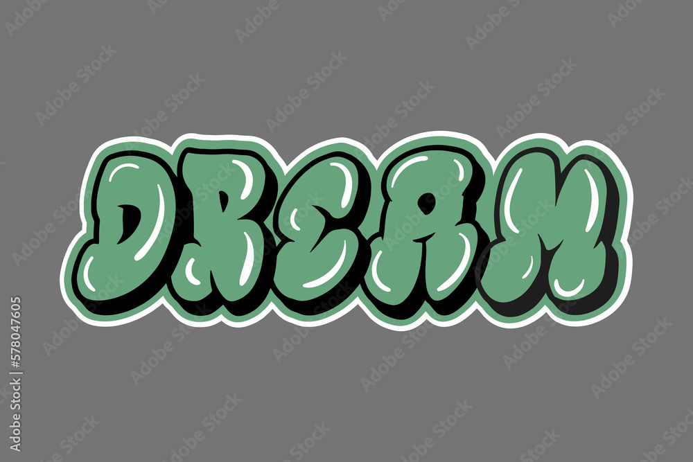 Naklejka premium Graffiti vector of brushstroke lettering or graphic grunge typography. Urban savage spray paint art. Cool teenage graffiti cartoon design