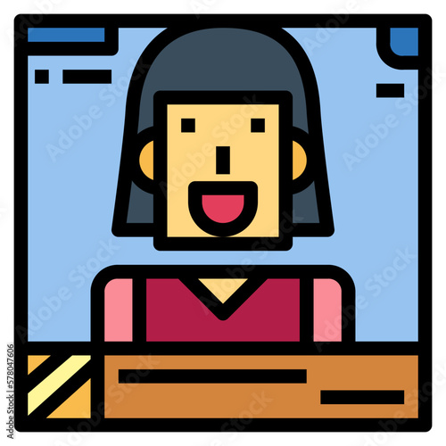 anchorwoman filled outline icon style