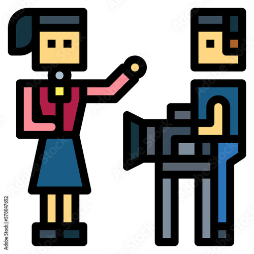 news reporter filled outline icon style