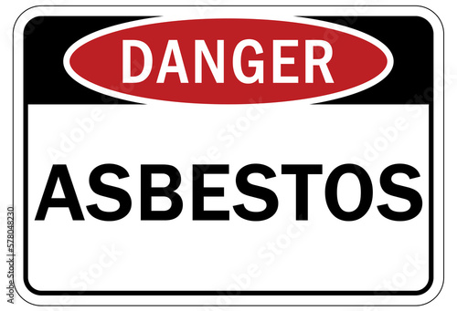 Asbestos chemical hazard sign and labels 