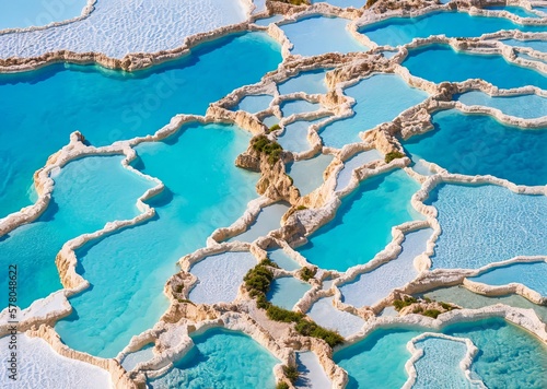 beautiful aerial view of the pamukkale turk from a cliff of the dead sea. the concept of 