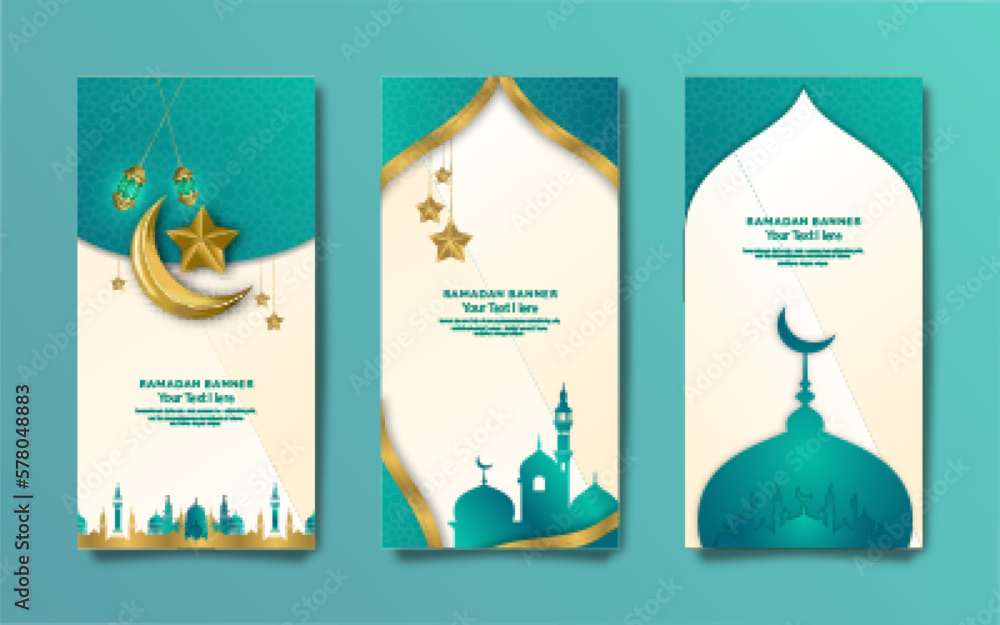 Ramadan vector banner with turquoise Islamic decoration Ramadan vector banner with turquoise Islamic decoration