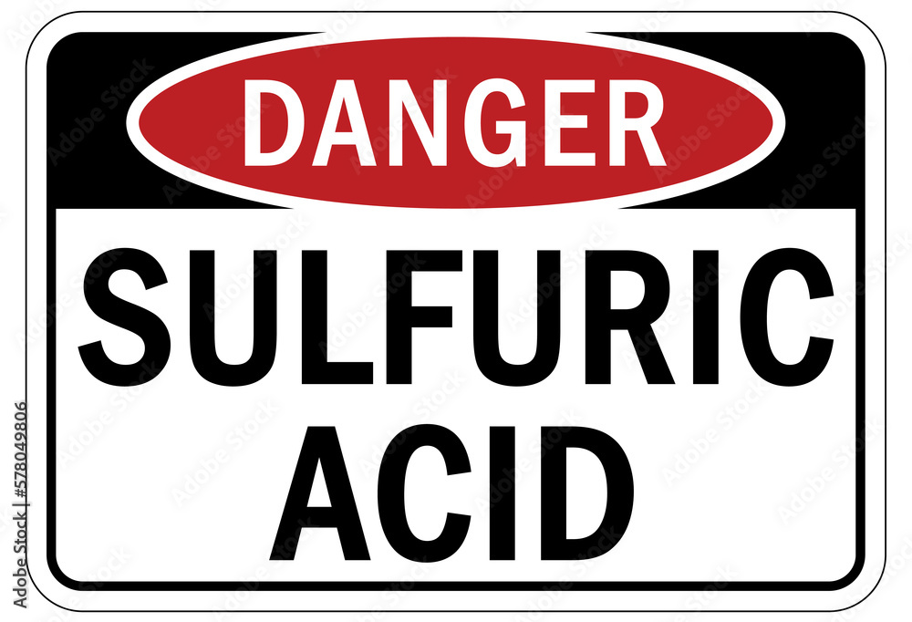 Sulfuric acid chemical warning sign and labels Sulfuric acid chemical warning sign and labels