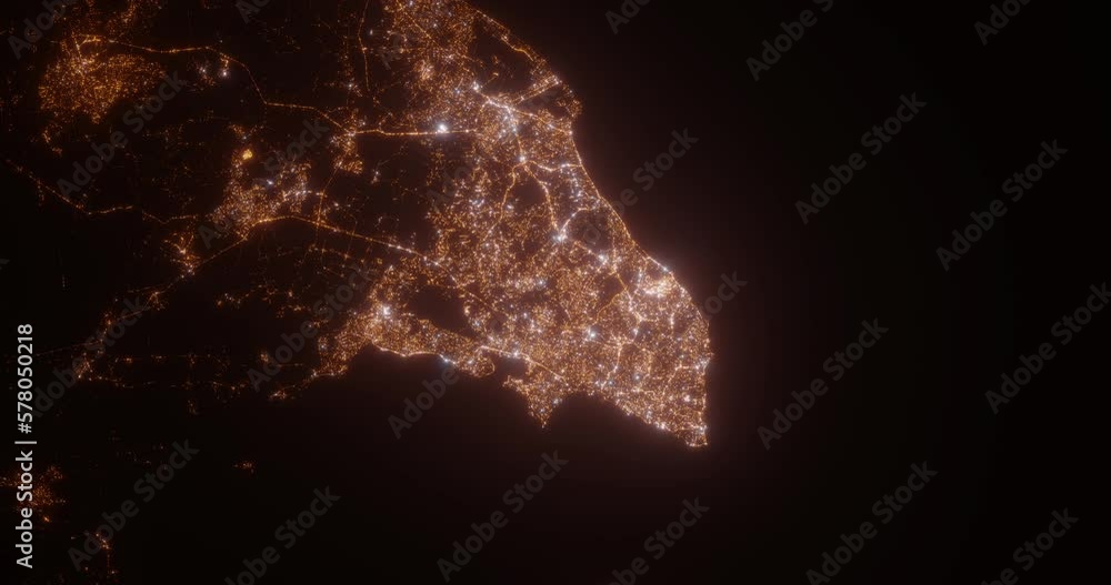 Salvador (Brazil) aerial view at night. Top view on modern city with street lights. Camera is zooming out, rotating counterclockwise. Vertical video. The north is on the left side Salvador (Brazil) aerial view at night. Top view on modern city with street lights. Camera is zooming out, rotating counterclockwise. Vertical video. The north is on the left side