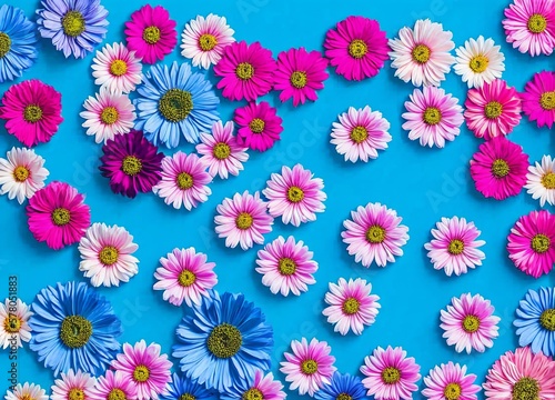 spring flowers on blue background © ozun