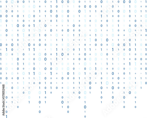 Stream of binary code. Binary code. Computer matrix. Numbers on the screen. One zero.