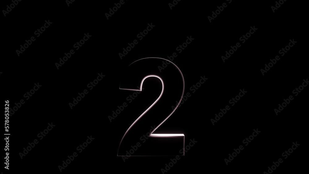 Number two 2 on a black background caustic glitters. Seamless loop product presentation. Animated light alphabet symbol on black background. Number two 2 on a black background caustic glitters. Seamless loop product presentation. Animated light alphabet symbol on black background.