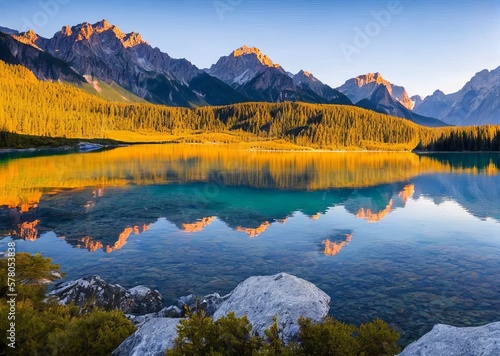 beautiful lake in the mountains of the state of the most famous tourist destination in the summer