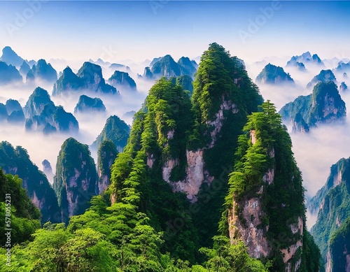 beautiful landscape of the mountains in the morning