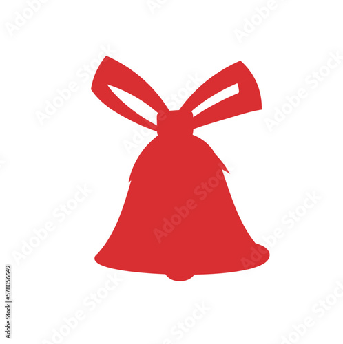 Christmas red bell. Christmas tree decoration, New Year and winter holidays. Present and surprise. International traditions and culture. December and January. Cartoon flat vector illustration photo