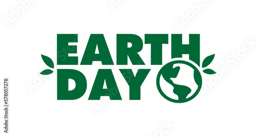 Earth day logo design with planet icon. Eco friendly design.