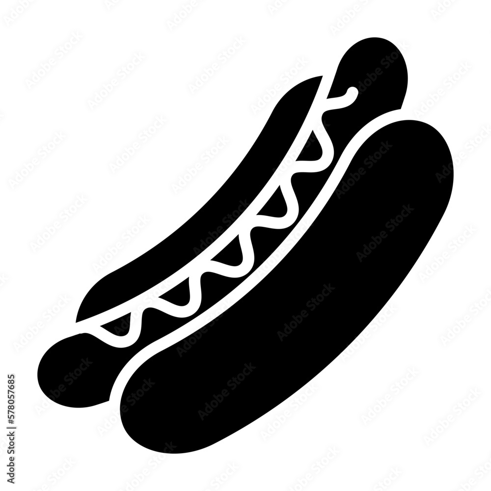 Hot dog icon. Bun with sausage vector illustration. Hot dog icon. Bun with sausage vector illustration.