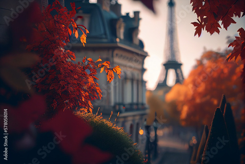 Fototapete Autumn in Paris created with generative AI