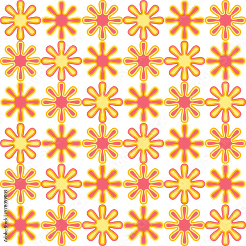 Seamless pattern of hand drawn of doodle flowers on isolated background. Design for mother's day, Easter, springtime and summertime celebration, scrapbooking, textile, home decor, paper craft.
