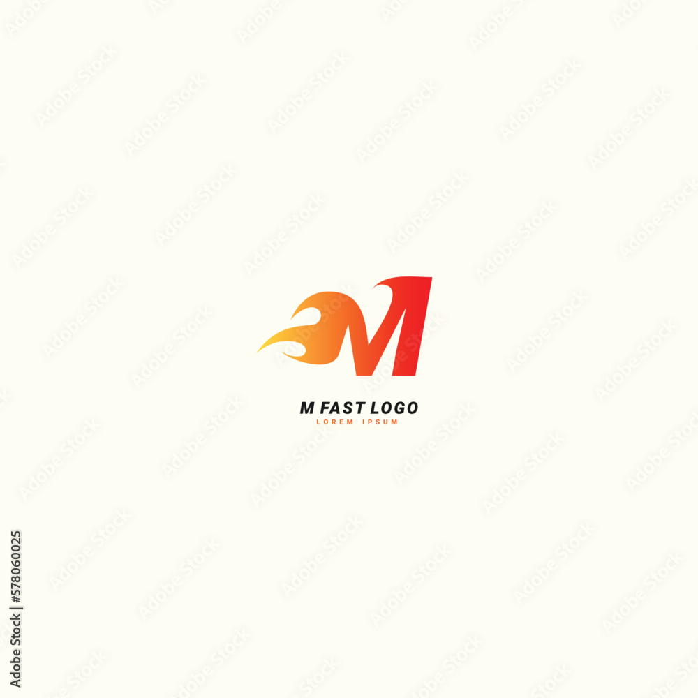 Initial letter M Fast speed, fire logo design template Initial letter M Fast speed, fire logo design template