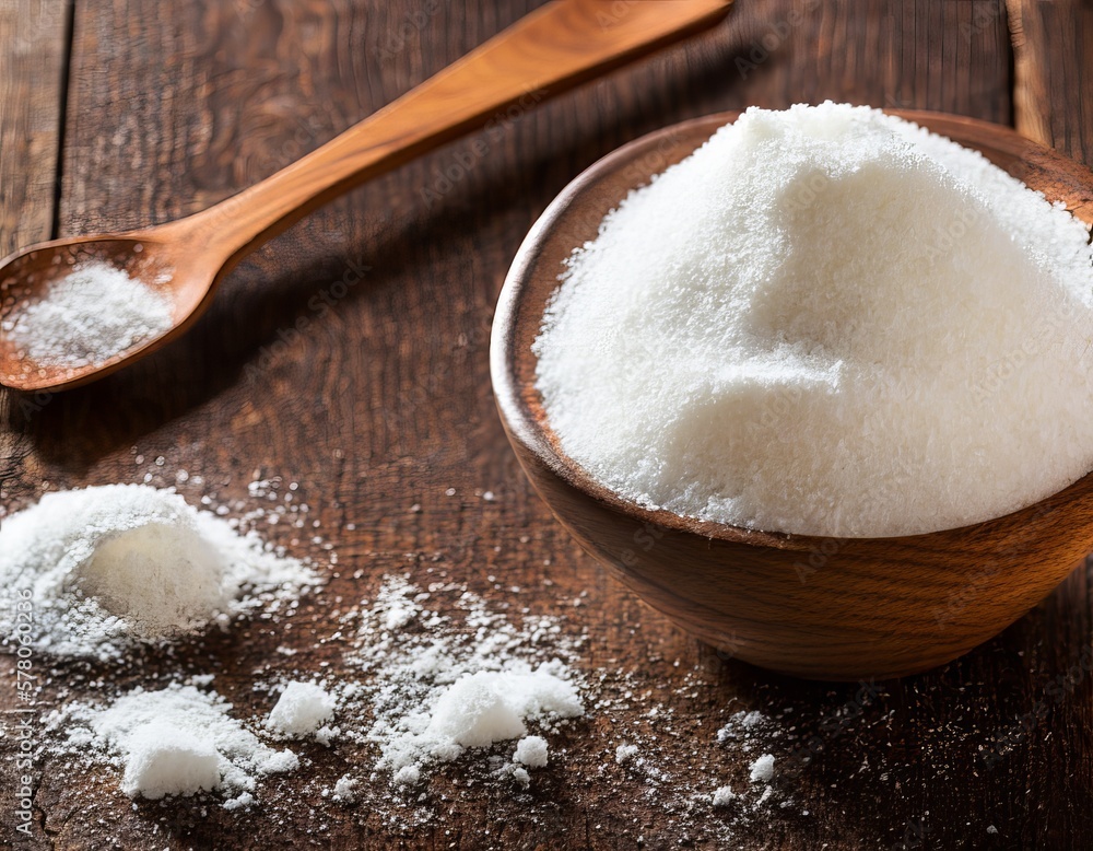 sea salt in a wooden spoon on a brown background sea salt in a wooden spoon on a brown background