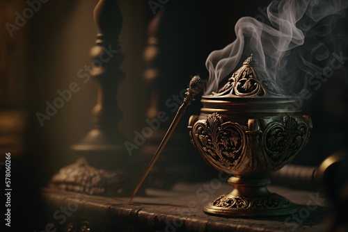 censer with burning incense in the church Generative AI