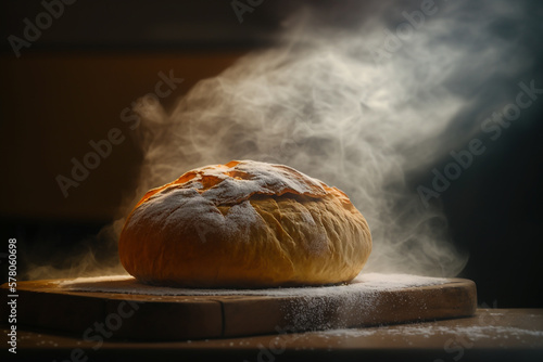 steaming hot baked bread Generative AI