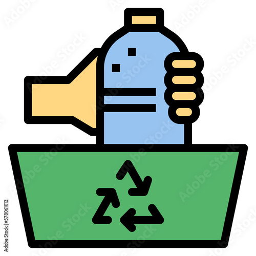 litter filled outline icon style