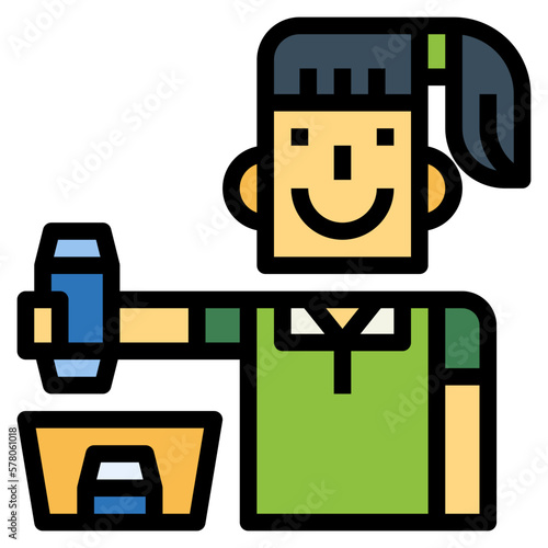 litter filled outline icon style