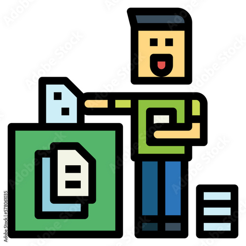 litter filled outline icon style