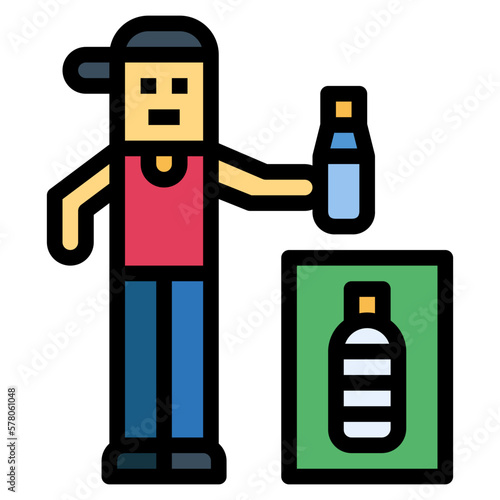 litter filled outline icon style